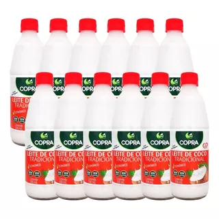 12 Leite De Coco Culinario Tradicional Copra Vidro 500ml