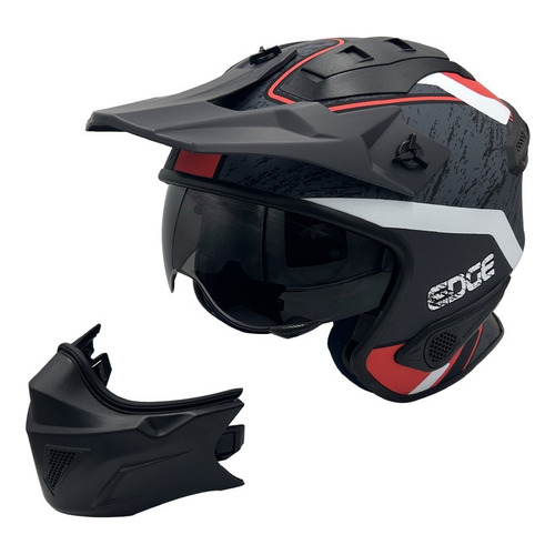 Casco para moto Edge Modular Kombat  rojo mate talla L 