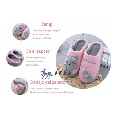 Pantuflas Peluche Gatos Lindas Cómodas Mujer Hombre Parejas