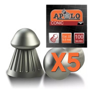 Pack X5 Balines Apolo Conic Punta 5.5mm X100 Aire Comprimido