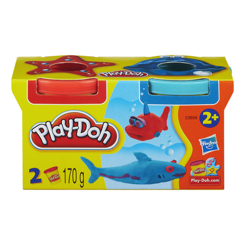 Play Doh Pack X 2 Latas De Masa Colores Clásicos Hasbro Color Celeste Y Rojo