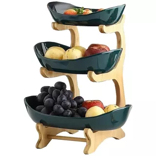 Organizador De Cocina Para Frutas Bambú Cerámica