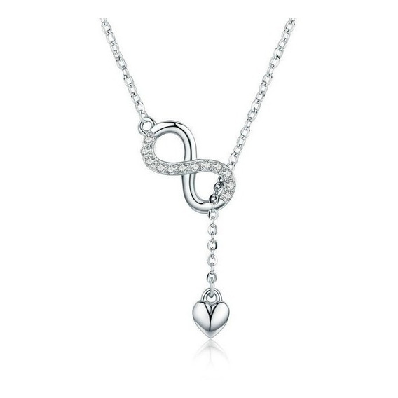 Collar Dije Infinito Corazon Para Mujer En Plata 925