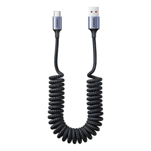 Cable espiral Ugreen de 100 W, USB 3.0 a USB-C 6A, nailon, 1,5 m, color negro