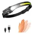 Linterna Led Cob Blanco Frontal De Cabeza Carga Usb Camping Blanco Negro