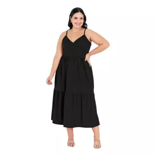 Vestido Soltinho Plus Size Roupas Feminina Midi Babado Barra