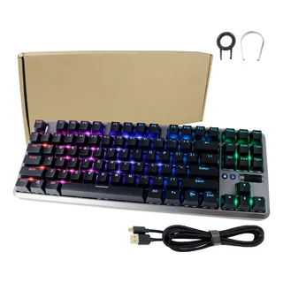 Teclado Mecanico Rgb Conector Tipo C Switch Blue 87 Teclas Color Del Teclado Plateado Idioma Inglés Us Internacional