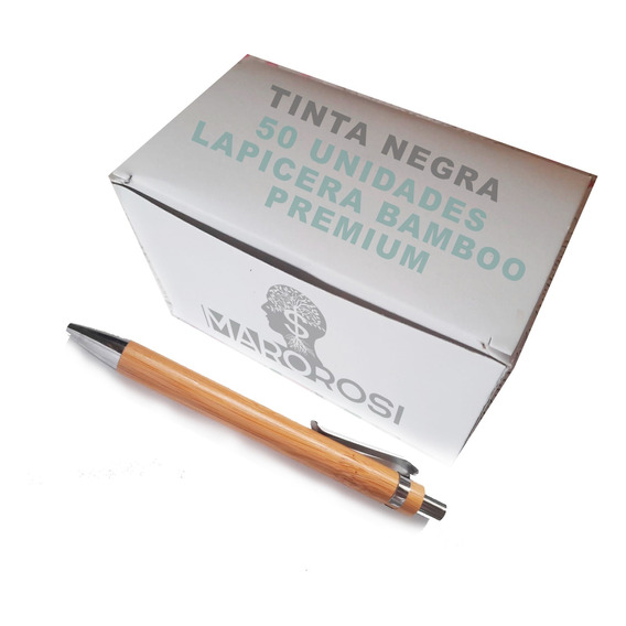 Lapicera Bambú Premium Ideal Grabado Laser - Caja De 50 Un.