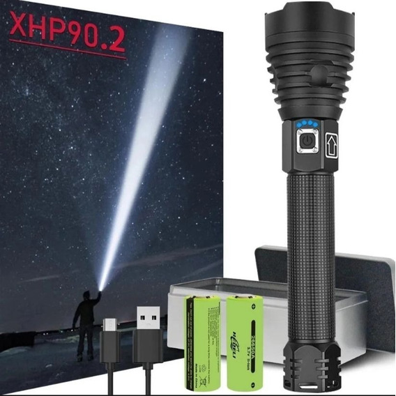 Potente Linterna Led De Carga Usb Aleación De Aluminio Xhp90