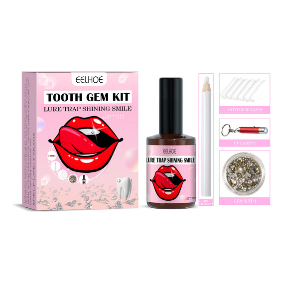 Set J Tooth Crystal Con Lámpara De Curado Y Pegamento, 20 Pi