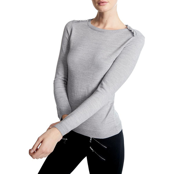 Sweater Suéter Cerrado Liso Sao Paulo Gris Para Mujer B60b