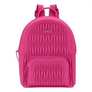 Mochila Moleca Bolso Frontal Detalhe Matelasse Cor Pink