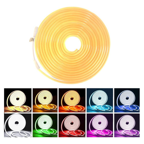 Tira Led Neón Flexible Unicolor Decorativa 5 Metros Color de la luz Amarillo Impermeable Iluminación Led 120 Leds por metro Recortable