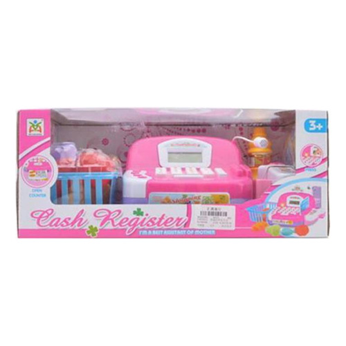 Caja Registradora juguete con Luz Y Sonido + Comida Y Accesorios Niños Color Rosa