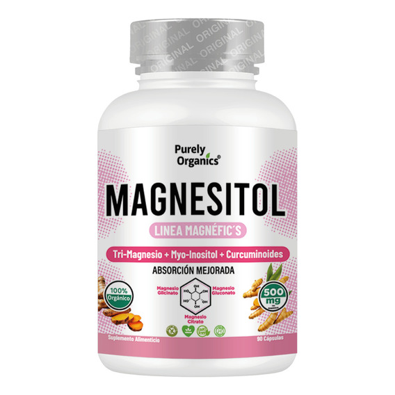 Magnesitol. Magnesio + Inositol 90 Cápsulas Sin sabor. Purely Organics.