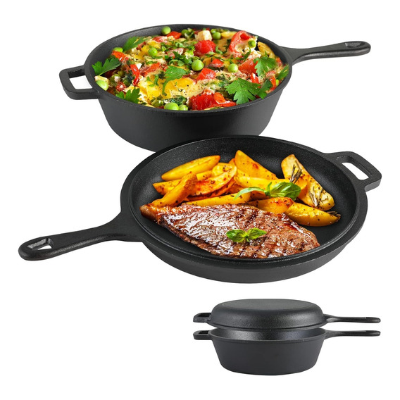 Sartenes De Hierro Fundido Cast Iron 2in1 Combo Cooker 42cm