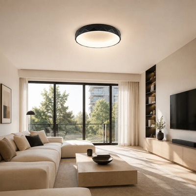 Plafon Led Koro Moderno 43w Ø58cm C/control Dinam. Negro Negro