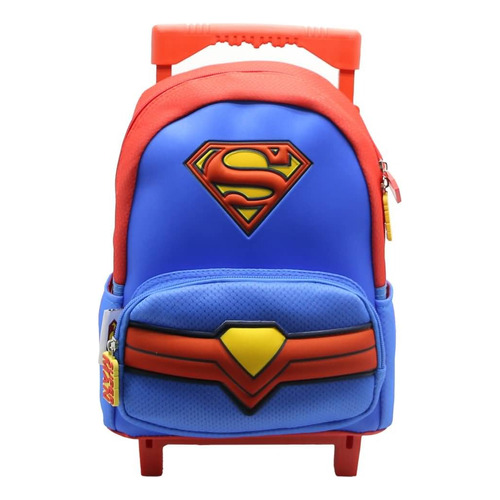 Mochila Superman Con Carro/ruedas Jardin 12¨ Color Rojo Diseño de la tela Liso
