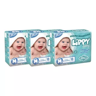Kit 3 Pct Fralda Infantil Lippy Baby Un P/m/g/eg/xxg Atacado Tamanho Médio (m)