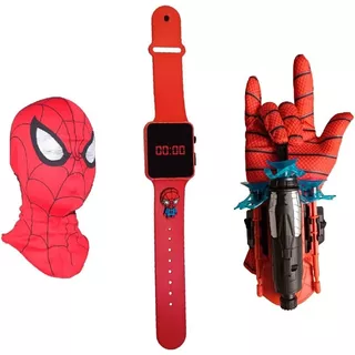 Máscara, Luva Lança-dardos E Relógio Infantil  Homem-aranha