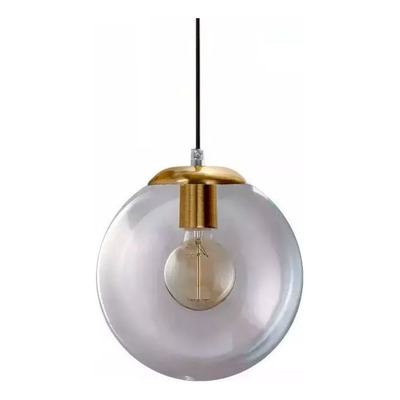 Colgante Globo 25cm Transparente Dorado Vintage Apto Led