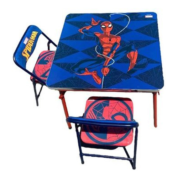 Mesa Didáctica De Actividades Para Niños Con Sillas Color Azul Hombre Araña