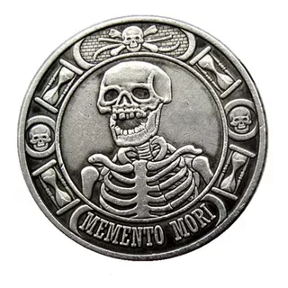 Moeda Caveira Memento Mori Dólar Custom Zumbi Gótico Punk