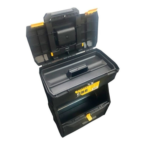 Caja de herramientas de plástico Stanley STST18800 con ruedas de 45 cm x 62 cm x 30 cm, negra y amarilla