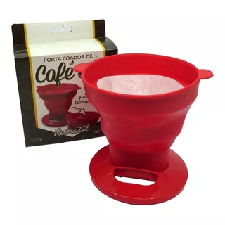 Coador De Café Retrátil Para Camping Vermelho Portátil