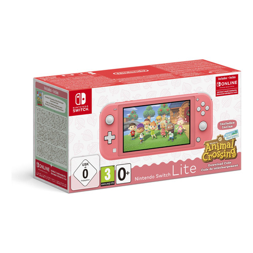 Nintendo Switch Lite 32GB Animal Crossing: New Horizons Pack  color coral