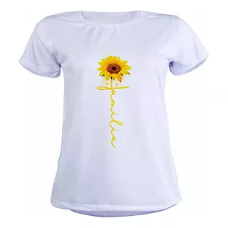 Camiseta Camisa Blusa Gospel Girassol Escrito Familia L1567