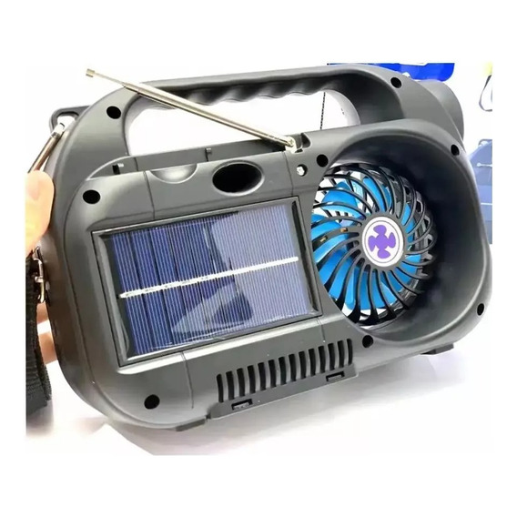 Ventilador Portatil Radio Solar Linterna Bluetooth 1200mah