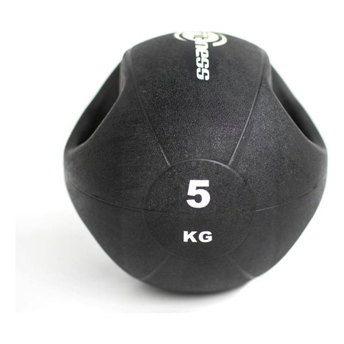 Balón Peso Con Agarre 5kg Sportfit Crossfit Pelota Medicina Color Negro