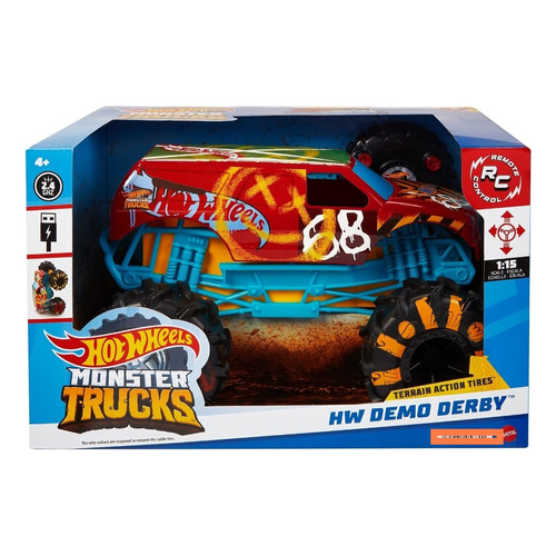 Hot Wheels Radio Control Monster Trucks Demo Derby Color Rojo Personaje Monster Truck