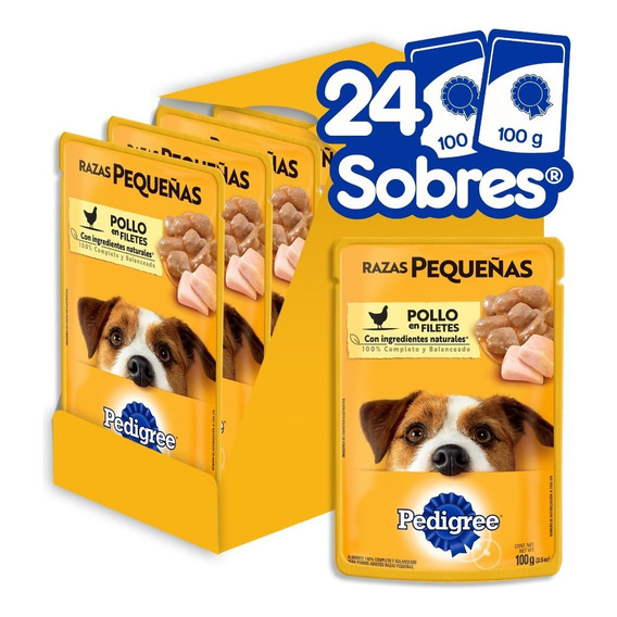 Sobres Pedigree X24 Razas Pequeñas Sabor Pollo Filetes 2400g