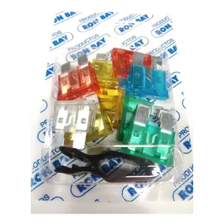 Kit Fusibles Blíster 10 Unidades Surtido Automotor Con Pinza Marca Ron Bay