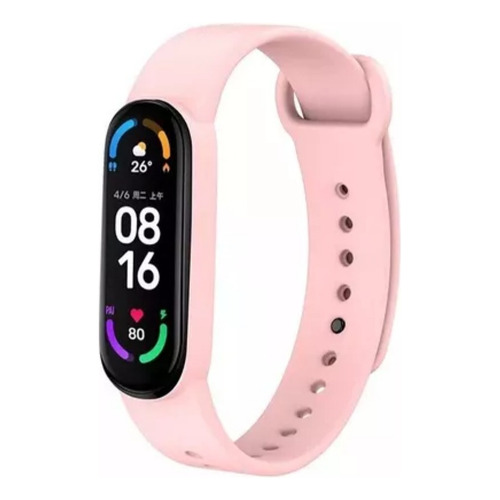 Malla De Silicona Para Reloj Smart Watch Pulsera Band 5 Y 6 Ancho 18 Cm Color Rosa Claro