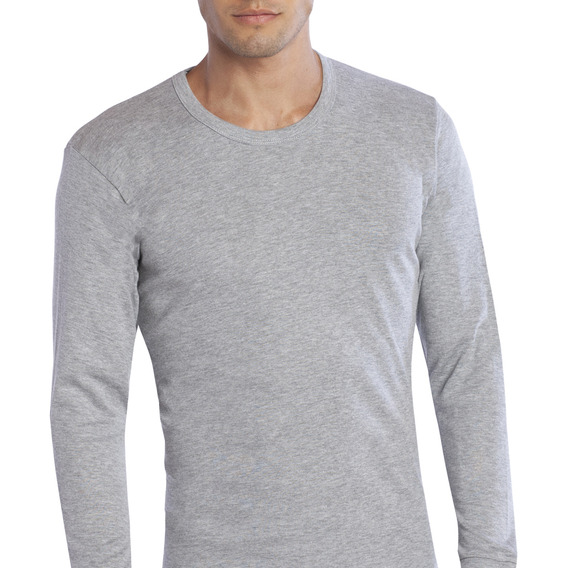 Camiseta M/larga Cuello Polo Algodón Gris Melange