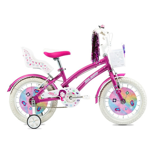 Bicicleta infantil infantil Olmo Infantiles Tiny Friends  2020 R16 frenos v-brakes color violeta con ruedas de entrenamiento  