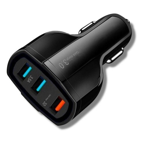 Cargador Para Auto Carga Super Rápida Qc 3.0 Con 3 Puertos Usb Universal Para Todas Las Marcas Mts-turbocar-b Amitosai Negro