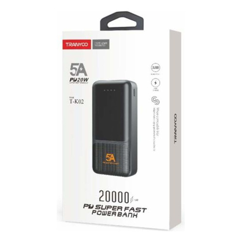 Power Bank Carga Super Rapida 20w 20000mah Usb-c Celu Tablet Color Negro