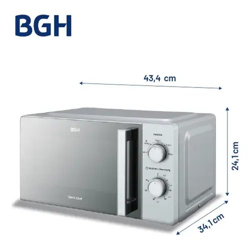 Microondas Bgh Mecánico 18l Silver Espejado B118ms25