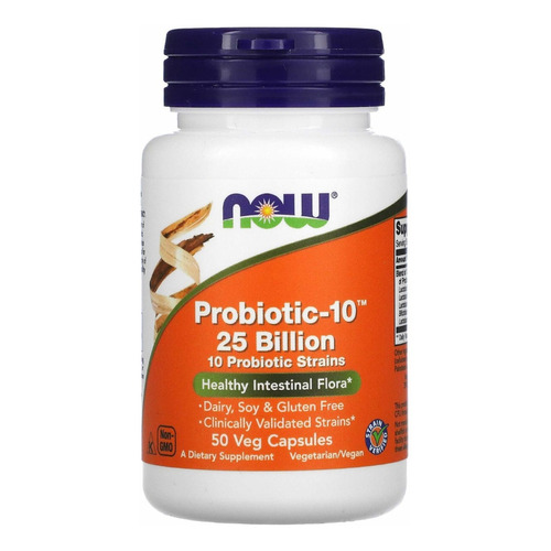Suplemento en cápsula NOW  Probiotic-10 probiotico en pote de 50g 50 un
