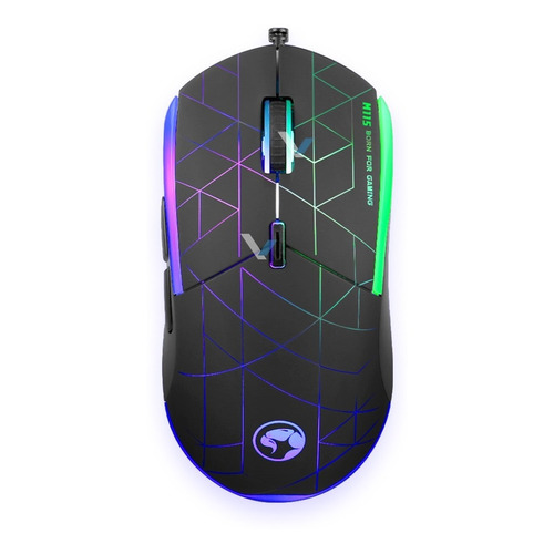Mouse Gaming Marvo M115 - Óptico. Hasta 4000dpi. 7 Colores Color Negro