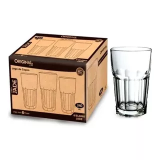 Jogo De Copos Em Vidro 340ml Agua Suco Refrigerante Peças 6