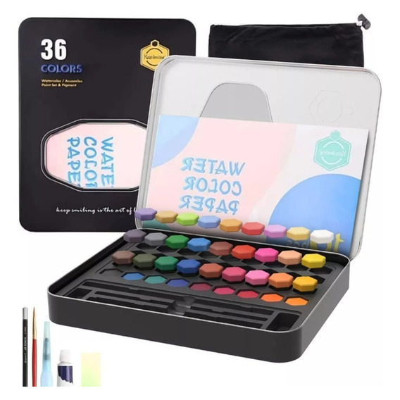 Set Acuarelas Solidas Juego De Pinturas X36 + Accesorios