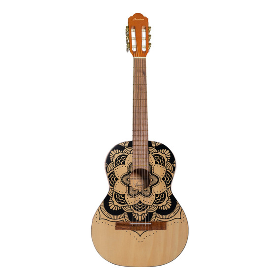 Guitarra Criolla Clásica 3/4 Bamboo Gc-36 Mandala Con Funda Color Natural Material del diapasón Nogal