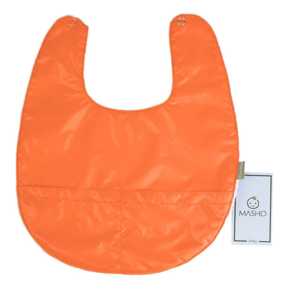 Babero Con Olanes Masho, Impermeable Y Cierre Velcro Color Naranja Talla Unitalla