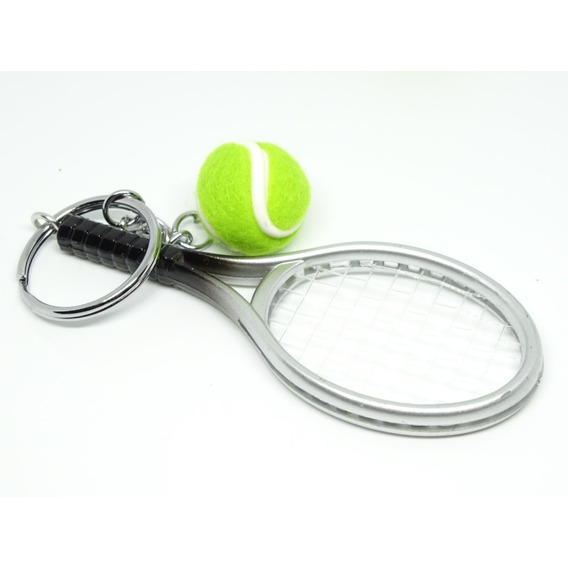 Llavero Mini Raqueta Y Pelota Tenis Metalico Deporte Escala