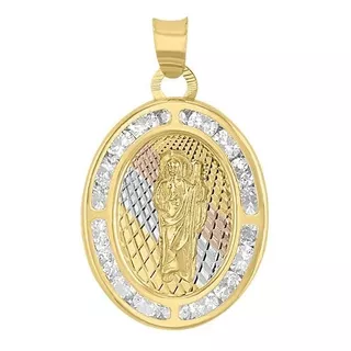 Medalla Oval San Judas Tadeo Rayos En Oro De 14 K + Obsequio